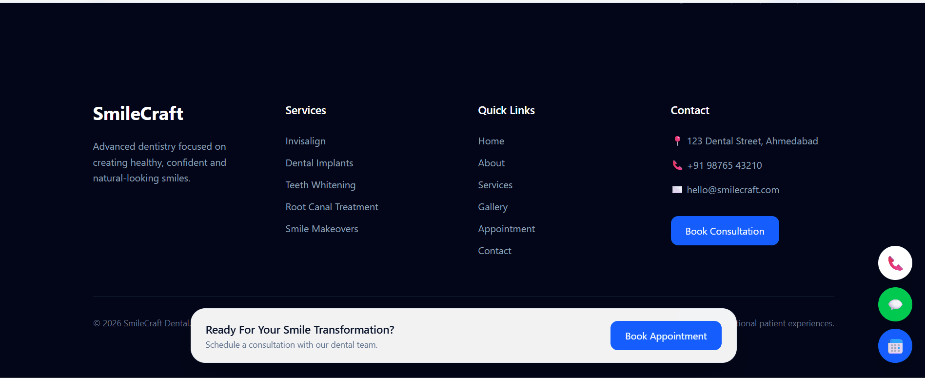 Smile Dental Craft website screenshot 4